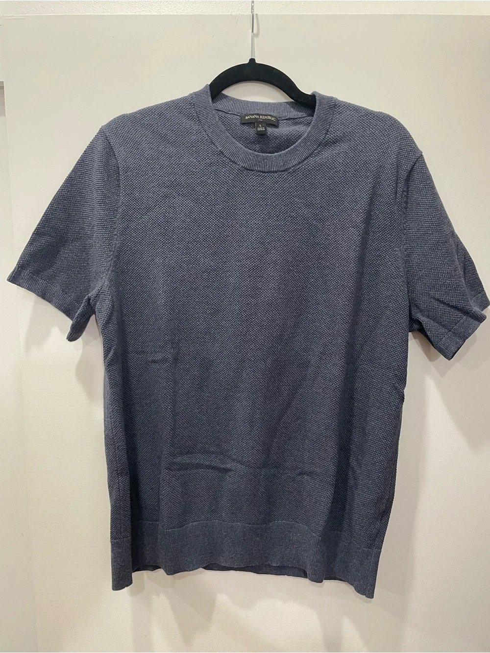 Banana Republic Textured Short Sleeve Shirt - Navy Blue